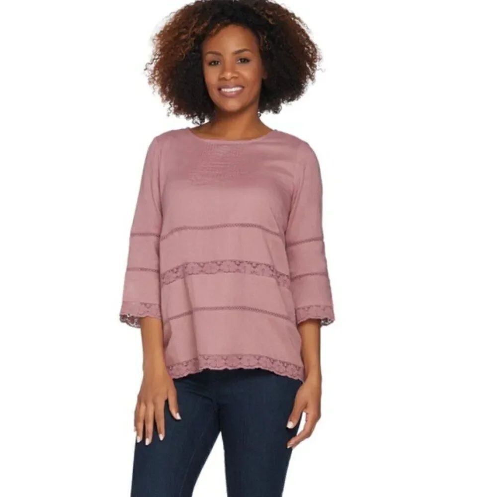 NWOT Logo by Lori Goldstein top with crochet | Size 12